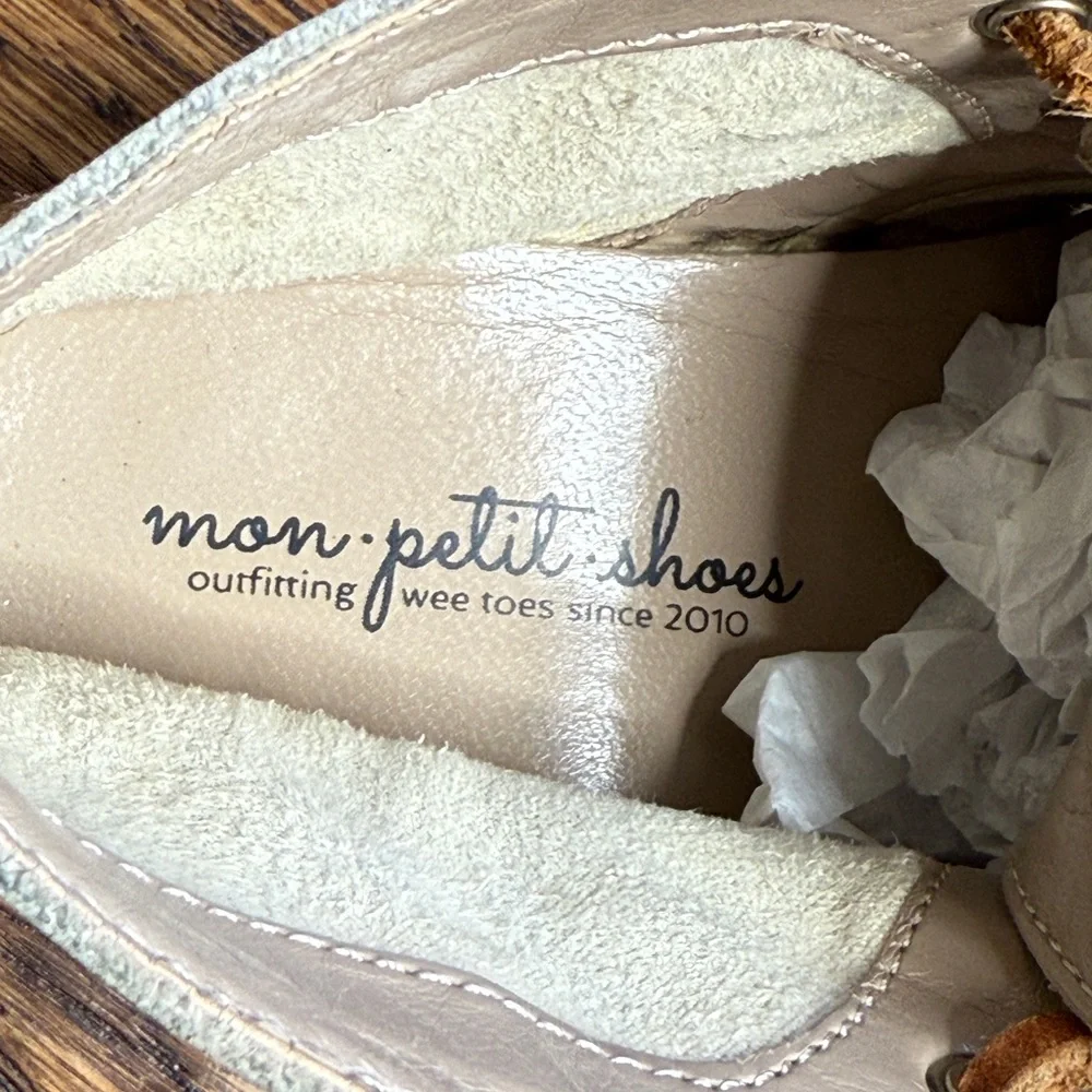 Mon Petit Handmade Toddler Gold Metallic Hard Soled Oxford Shoes Size 7